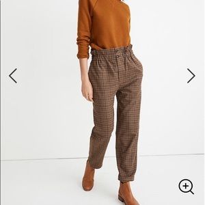 NWT Madewell Plaid Paperbag Tapered Pants